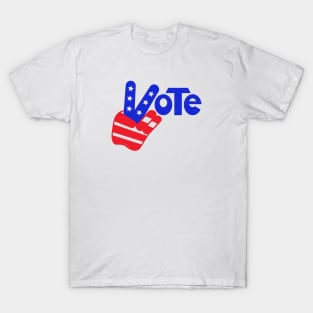 Vote - Vintage Peace Sign "V" (Full Color) T-Shirt